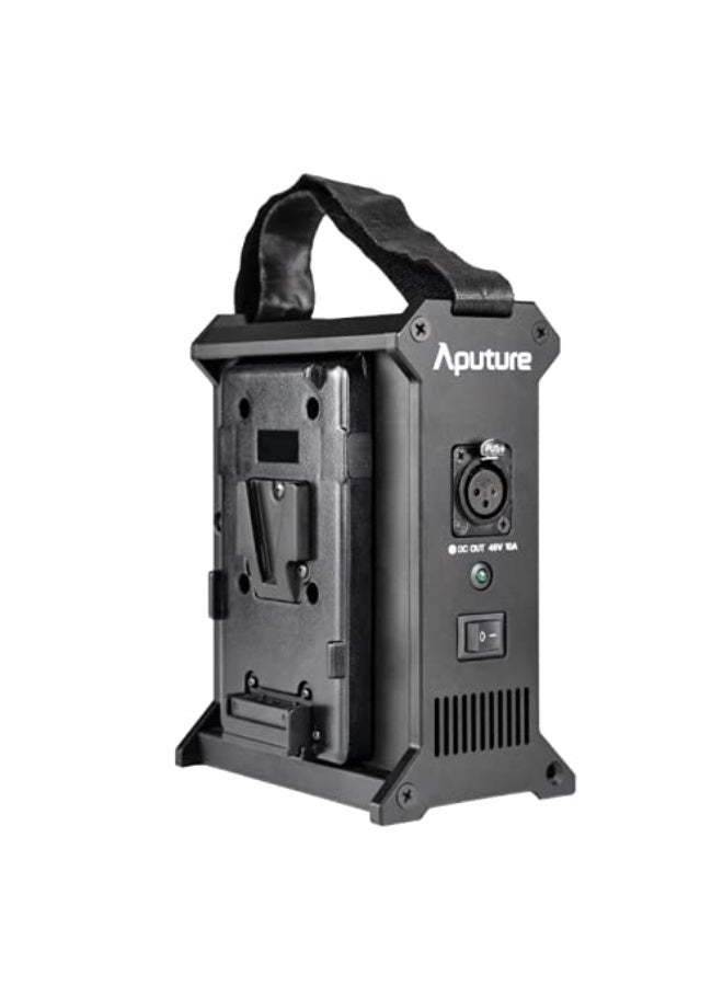 محطة طاقة بطارية ثنائية الخلية من Aputure (V-Mount) مع مشبك إضاءة مدمج ولوحة تحرير سريع، تصميم خفيف الوزن مع حزام حمل، متوافق مع Aputure Nova P300c أو أماران 100/200